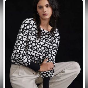 Anthropologie Maeve Black and White Boatneck Sweater